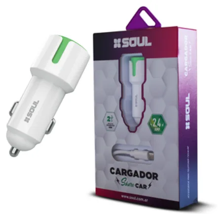 Cargador 12V Soul USB X2 2.4A Share Micro