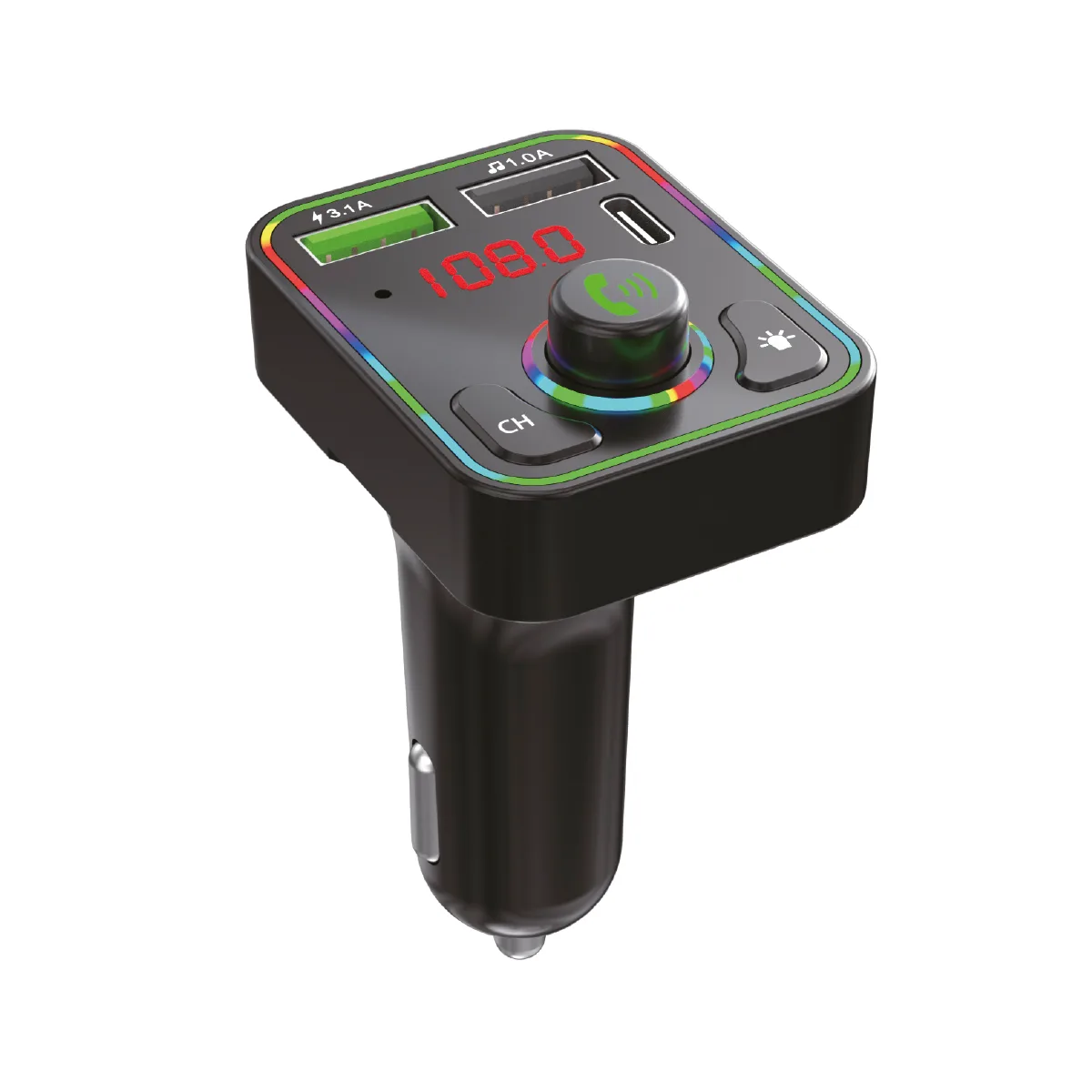 Cargador 12V Soul FM100 3.1A Fm/Tf/M.libres LED