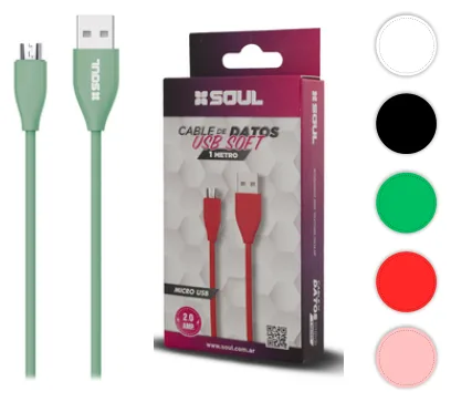 Cable Datos Soul Soft Lightning 2MT Rosa