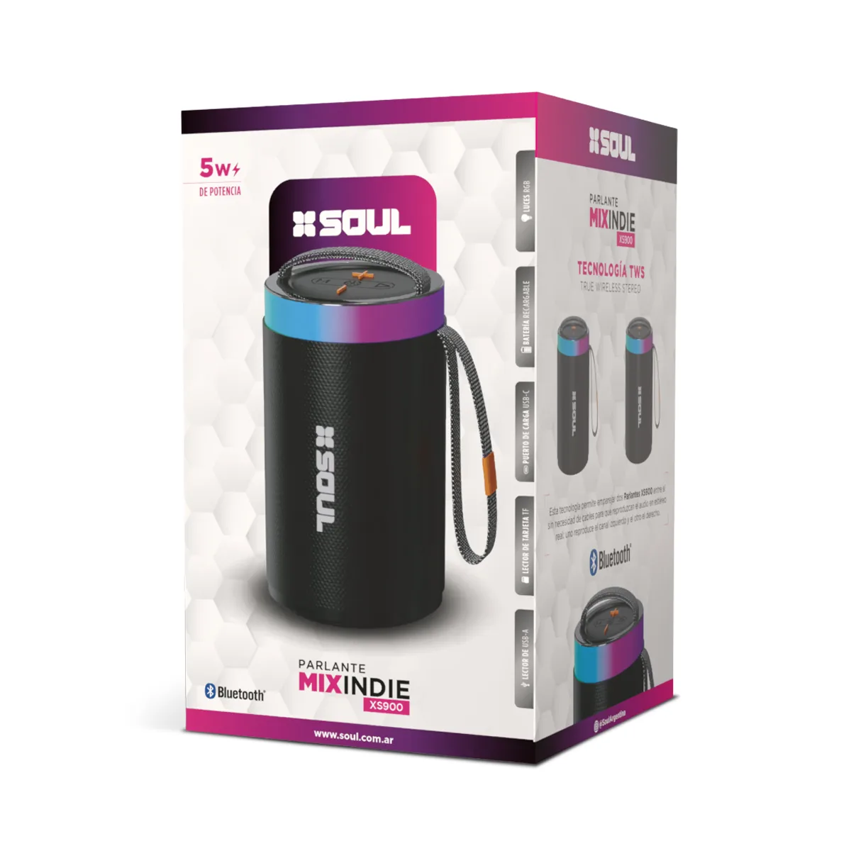 Parlante Soul XS900 Indie LED 5W Negro