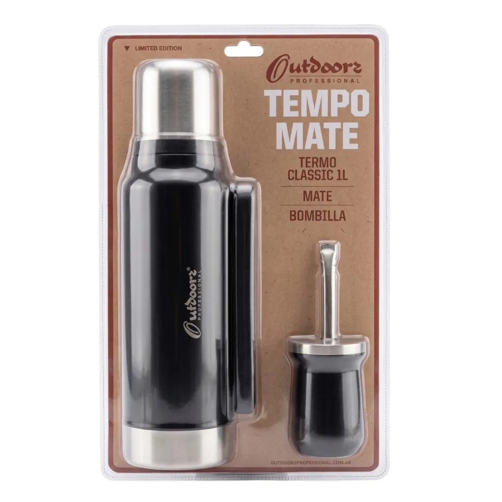 Outdoors Kit Tempo Mate+Termo+Bomb. Negro