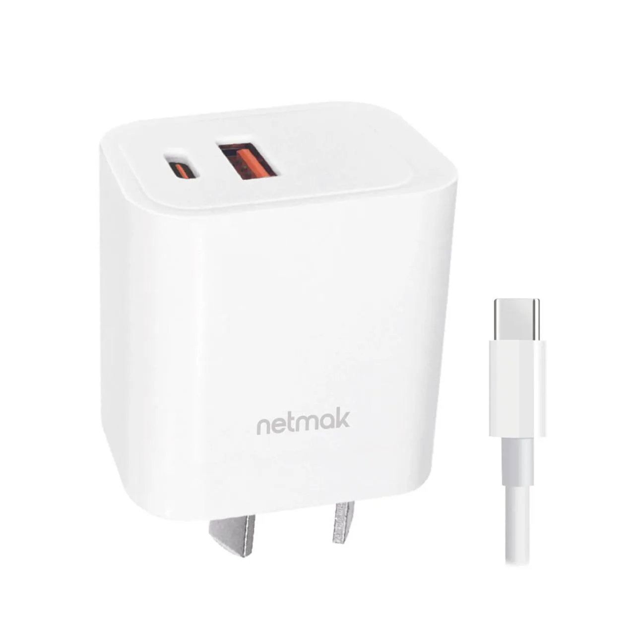 Cargador 220V Netmak CP28 PD+USB 20W Type-c